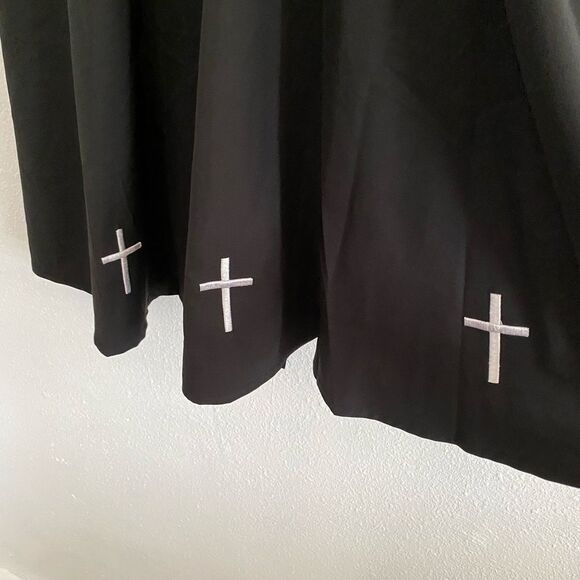 S/M Black Goth Cross Button-Up Mini Dress, Whimsigoth, Gothic Vamp OF-26 - Picture 4 of 10